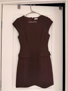 Aritzia figureknit priestly dress: Rich mocha brown